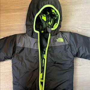 The North Face Black Jacket with Bright Green Trim